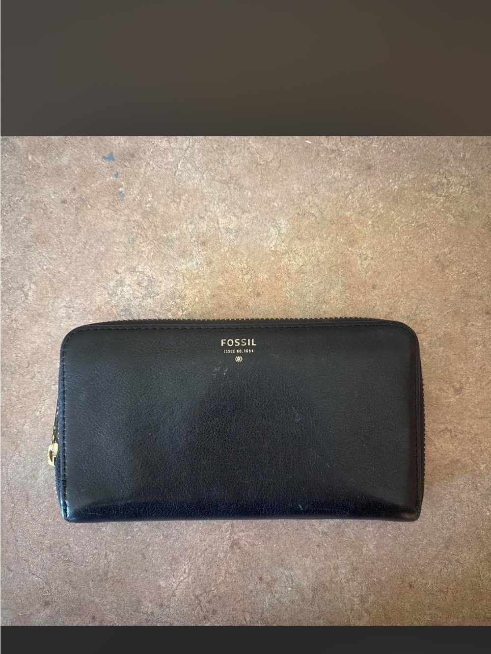 Fossil Black Zip-Around Leather Wallet